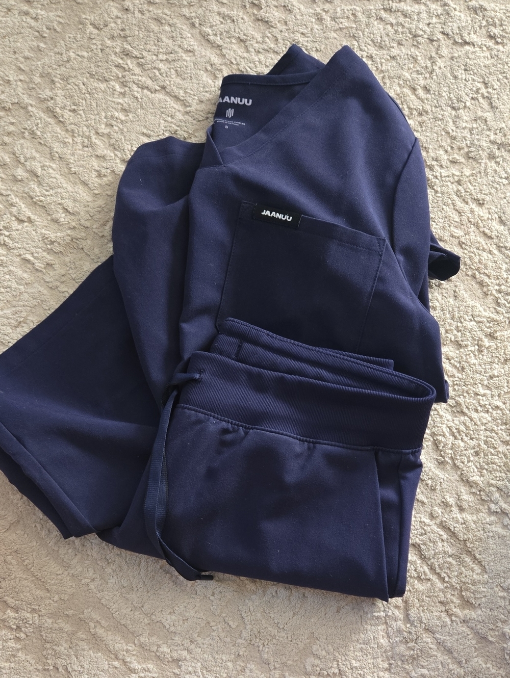 Jaanuu Women'sNavy Scrub Top And Pants. Size Small Set
